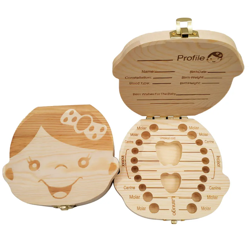 Baby Products Storage Box - Baby Tand Box Spaans/Nederlands/Frans/Duits Houten Kids