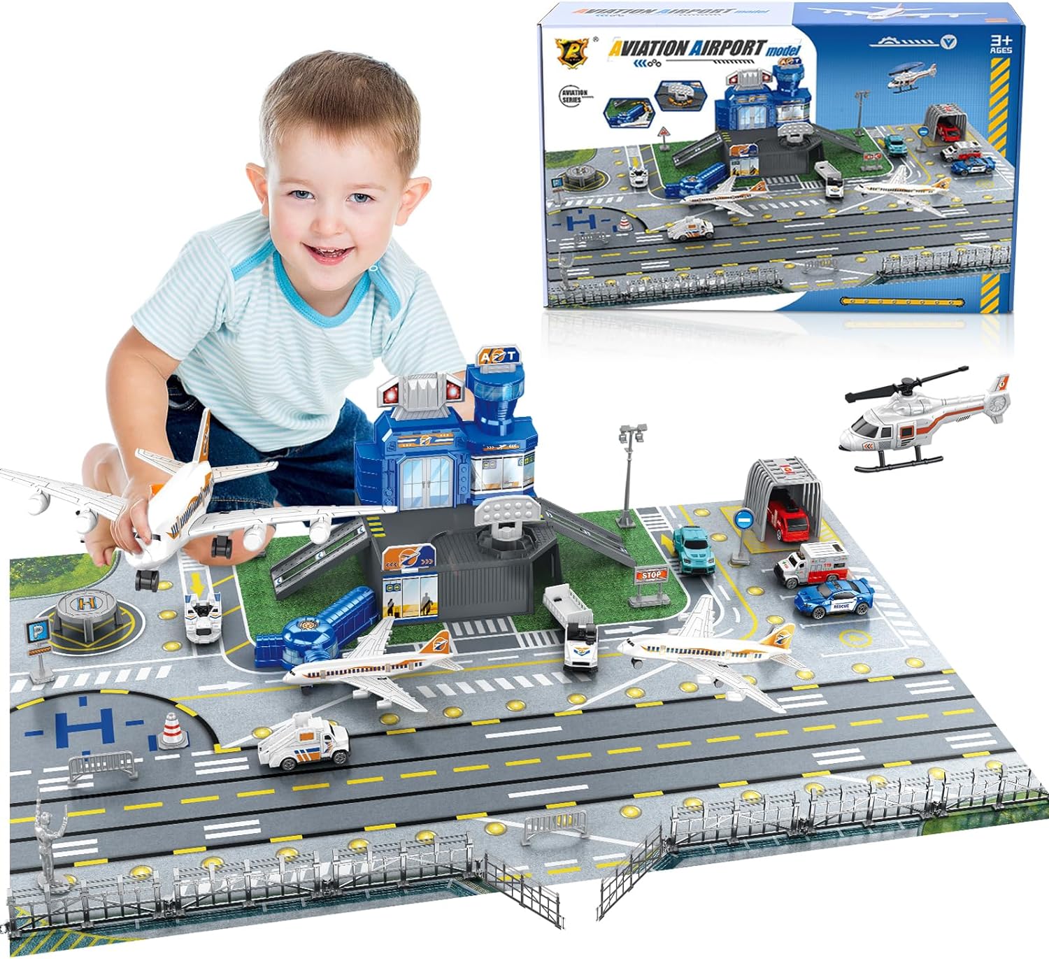 Play Mat - Speelset voor kinderen met luchthavenscène, inclusief