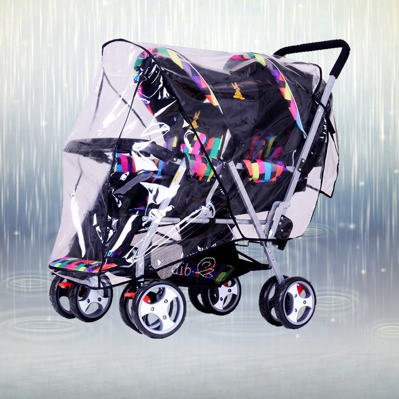 Stroller Rain Cover - Dubbele zitplaats tweelingkinderwagen regenhoes winddicht waterdicht
