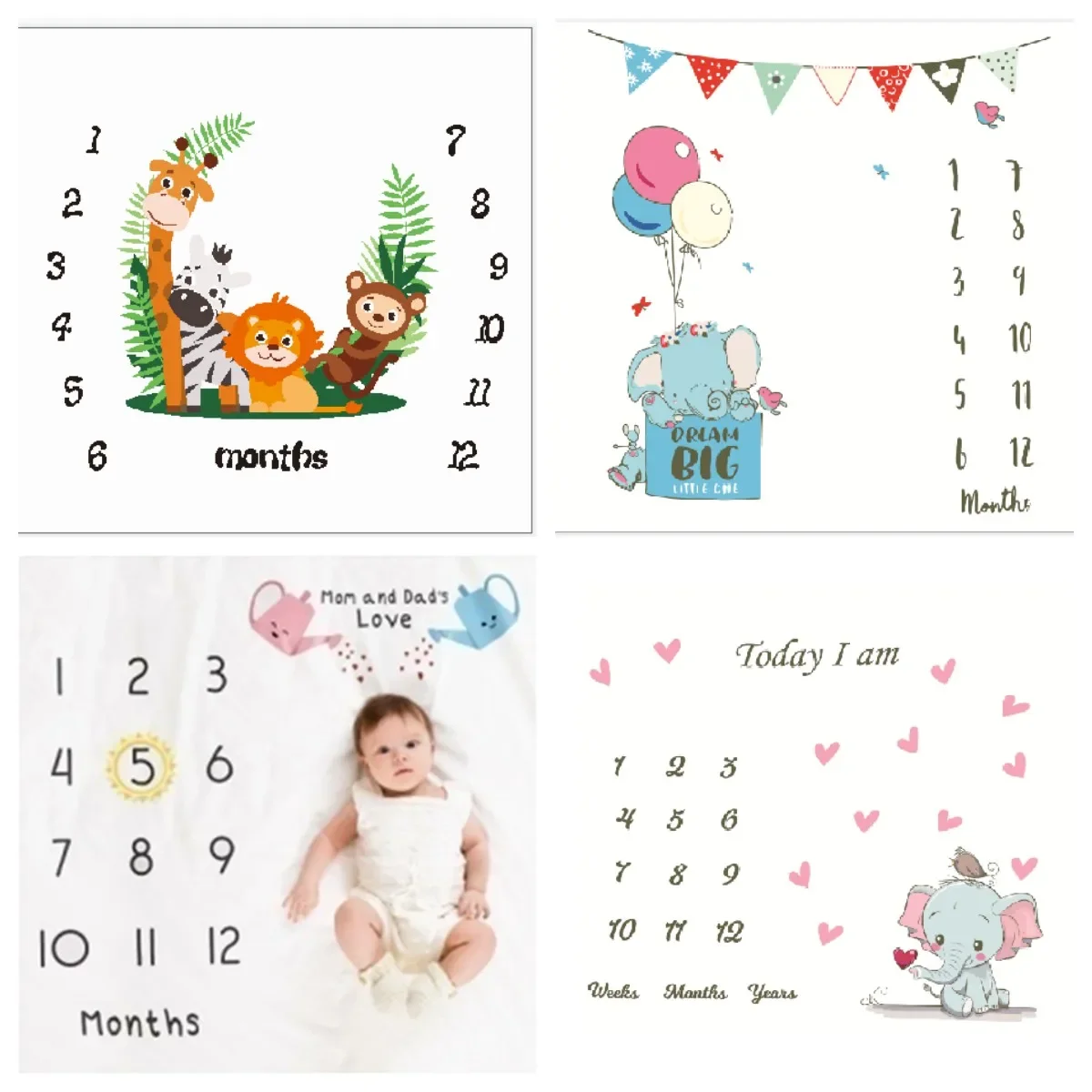 Play Mat - Achtergronddekens Speelkleed Baby Milestone Foto Props