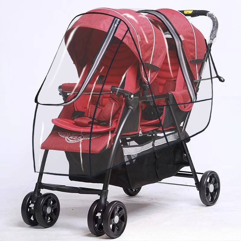 Stroller Rain Cover - Dubbele zitplaatsen Twin Baby Stroller Regenhoes