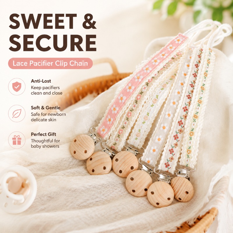 Baby Products For Gift - Kanten speenclipketting voor pasgeborenen, anti-verloren speenhouder,